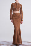 OUDE WAAG Washing Denim Fish Tail Skirt OW-23SS-SK04 reddish brown